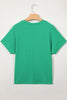 Sea Green Waffle Textured Knit Dolman Short Sleeve Loose Top