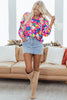 Rose Flower Bomb V Neck Blouse