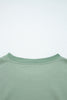 Smoke Green Raw Edge Flower Patch Drop Shoulder Casual Top