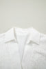 White Solid Color Eyelet Embroidered T Shirt Mini Dress