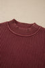 Red Dahlia Drop Shoulder High Neck Ribbed Sweater