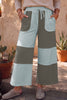 Beau Blue Raw Seam Colorblock Wide Leg Ankle Length Casual Pants