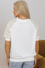 White Lace Crochet Short Sleeve Round Neck T Shirt