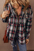 Green Plaid Print Chest Pocket Buttoned Hooded Shacket