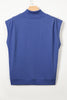Black Solid Color High Neck Cap Sleeve Loose Top