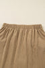 Camel Corduroy Buttoned Front Faux Pockets Mini Skirt