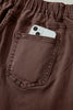 Coffee Solid Color Square Patch Pocket Ankle-length Barrel Jeans
