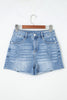 Beau Blue Acid Wash Raw Hem Denim Shorts