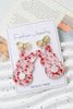 Fiery Red Clear Easter Bunny Bowknot Studded Earrings