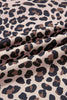 Beige Plus Size Leopard Print Side Stripes Detail Casual Pants