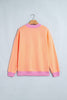 Pink Colorblock Trim Crewneck Long Sleeve Pullover Sweatshirt