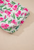 Multicolour Sweet Floral Print Striped Color Block Trim Short Dress