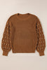 Chestnut Beaded Drop Shoulder Round Neck Sweater