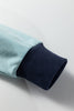 Iceland Blue Contrast Edge Colorblock Patchwork Crop Sweatshirt