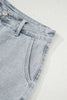 Dusk Blue Scalloped Hemline Acid Wash High Waist Denim Shorts