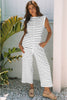 Black Stripe Casual Wide Leg 2pcs Pants Set
