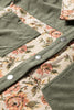 Sage Green Ribbed Retro Floral Patchwork Shirt Style Jacket