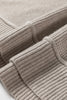 Gray Morn Waffle Texture Knit Ribbed High Neck Drop Shoulder Sweater