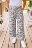 Khaki Camouflage Print Patch Pockets Ankle-Length Plus Size Pants
