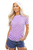 Khaki Checkered Print Mock Neck Mesh T Shirt