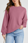 Black Plain Drop Shoulder Crewneck Pullover Sweatshirt