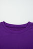 Tillandsia Purple Varsity Stripe Detail Drop Shoulder Pullover Mini Skirt Set