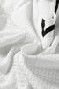 White Textured Knit Preppy Striped Trim V Neck Pullover Waffle Top