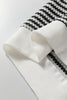 Black Stripe Textured Knit Contrast Hollowed Lace Patchwork Long Sleeve Top