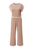 White Color Block Detail Casual Two-piece Set