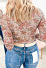 Pink Plus Size Floral Mock Neck Long Sleeve Slim Top