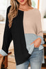 Black Color Block Knit V Neck Loose Sweater
