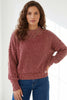 Red Dahlia Drop Shoulder High Neck Ribbed Sweater