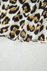 Khaki Leopard Print Ruffle Trim 3/4 Sleeve Loose Shirt