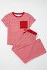 Sky Blue Stripe Crew Neck Tee Drawstring Waist Cropped Pants Set