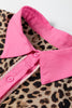 Brown Contrast Trim Leopard Top and Pant Set