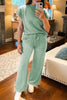 Canton Cuffed Short Sleeve Tee Raw Seam Patch Pocket Drawstring Pants Set