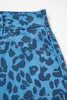 Sky Blue Leopard Denim Frayed Split Denim Midi Skirt