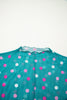Green Polka Dot Patterned Bodycon Mock Neck Mesh Long Sleeve Top