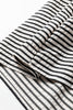 Black Stripe Double Ruffled Short Sleeve Contrast Trim V Neck Midi Dress