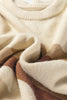 Khaki Stripe Exposed Seam Drop Shoulder Knit Baggy Sweater