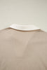 Parchment Raw Edge Detail Colorblock Patchwork Cropped Pullover Drawstring Skirt Set