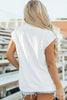 Black Solid Color High Neck Cap Sleeve Loose Top