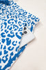 Blue Leopard Elastic Waist Lace up Contrast Trim Casual Shorts