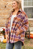 Multicolour Plus Size Plaid Print Collared Button up Jacket