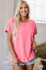 Pink Frilled Hem Loose T-Shirt