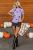 Wisteria Sequin Halloween Bat Patched Casual T Shirt