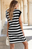 Black Stripe Cap Sleeve Shift T Shirt Dress