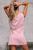 Light Pink 2 Pieces Mineral Wash Cotton Tank Top Lined Split Skirt Set