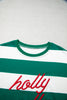 Red Stripe holly jolly Letter Embroidered Pullover Sweatshirt