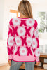 Pink XOXO Pattern Drop Shoulder Crewneck Valentines Sweater